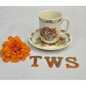 Royal Doulton Bunnykins Cup and Saucer Set Vintage Fine Bone China Nursery Ware